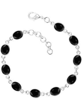 Adjustable Silver Overlay Gemstone Bracelet for Women & Girls - Perfect